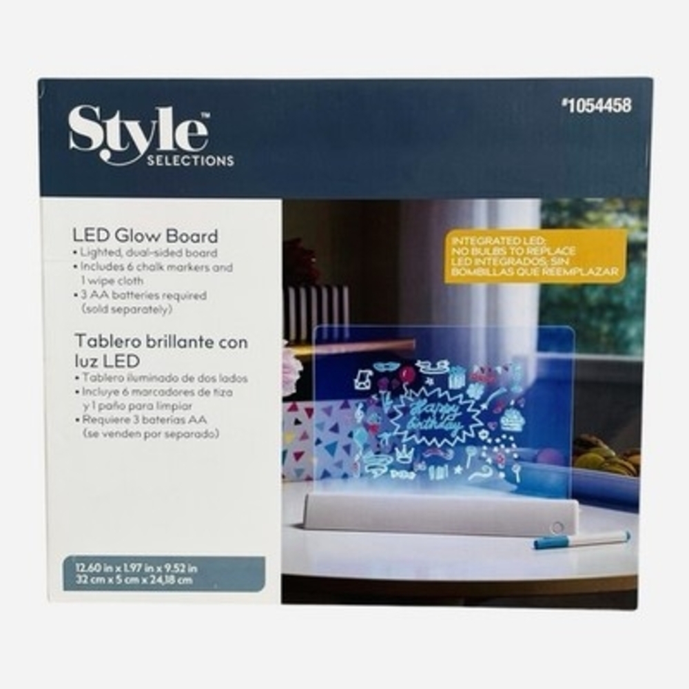 Style LED Table Top Note Board Double Sided with Integrated Lighting NIB